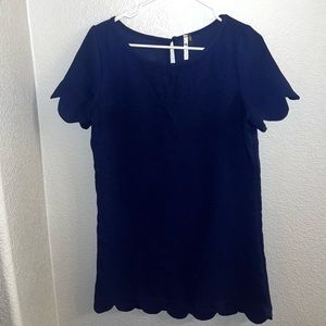 Navy Blue Scalloped Dress